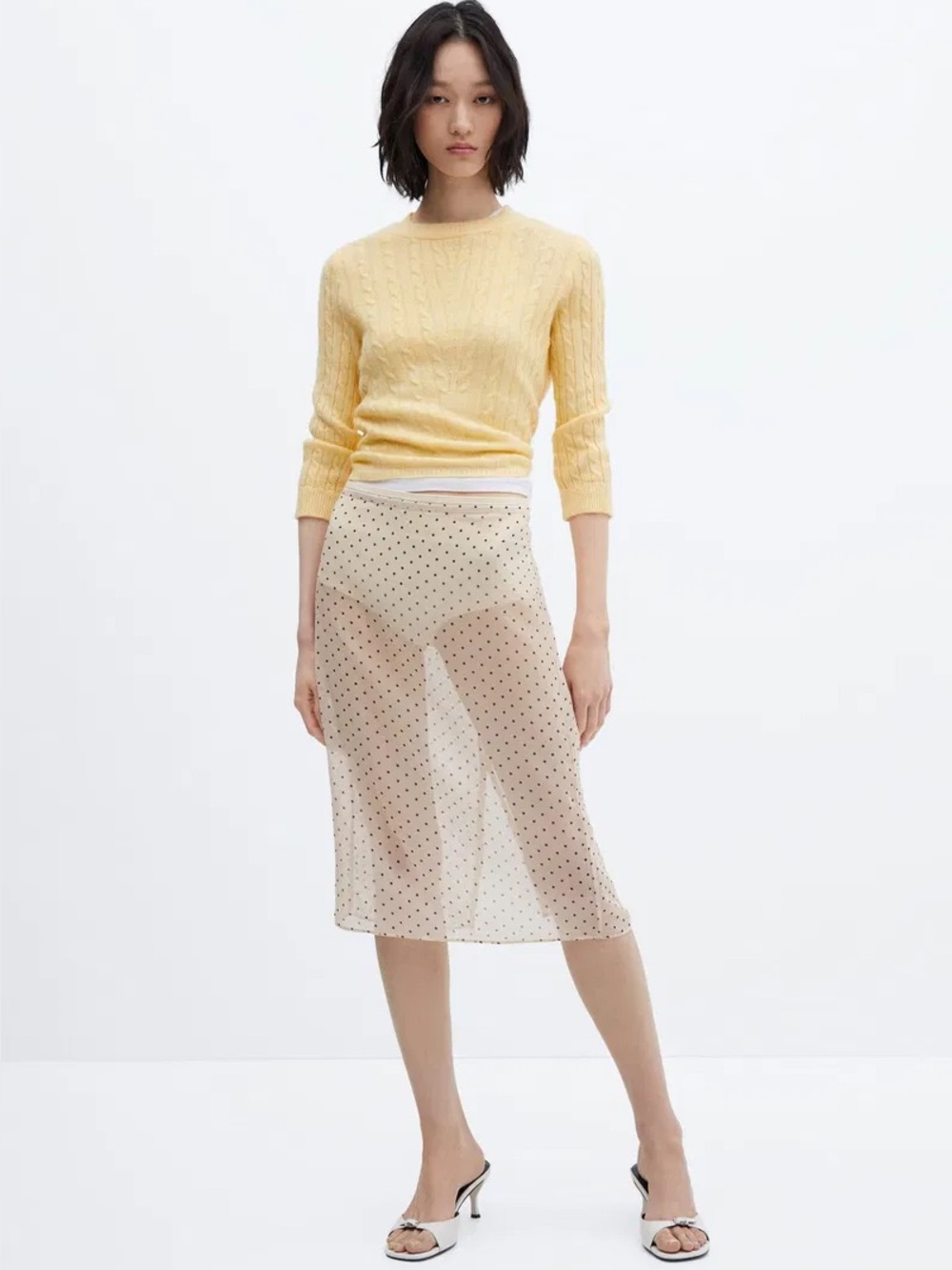 Mango Sheer Polka Dot Skirt